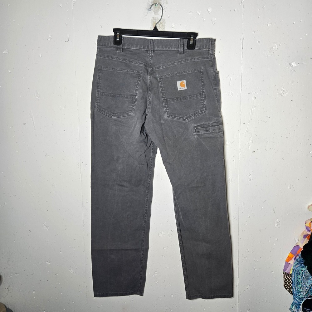 Carhartt Mens Gray Rugged Flex Relaxed Fit Canvas Work Pants 33x30 Gorp Street - Picture 2 of 12
